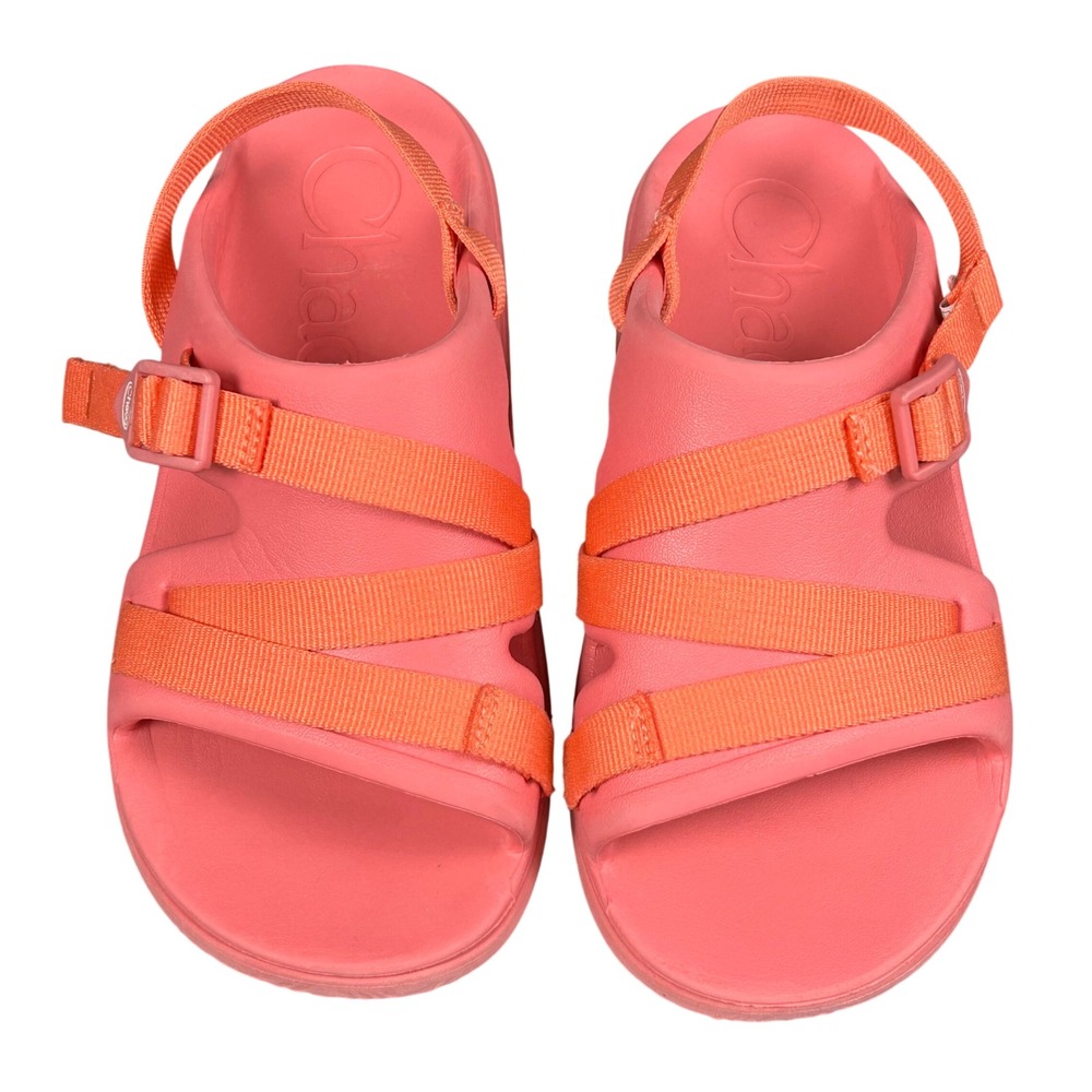 Chaco Chillos Sport Sandals Rubber Girls Coral Orange Adjustable Buckle Size 5